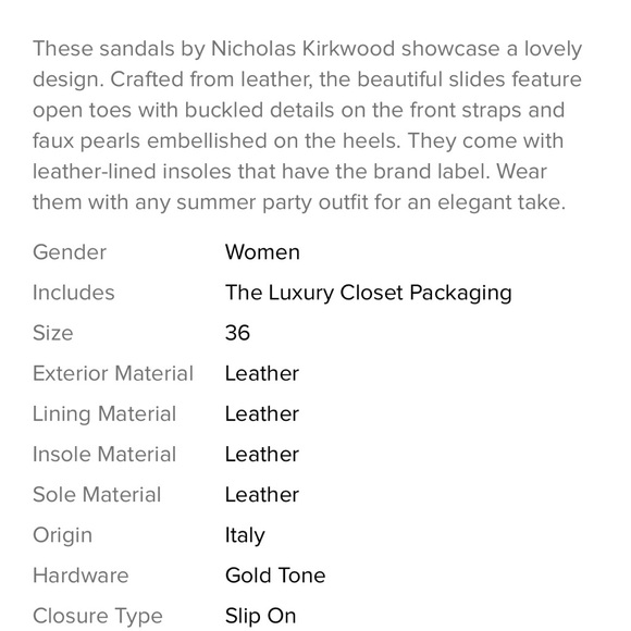 Beautiful Nicholas Kirkwood slip-on Sandals with pearl heel. Made in Italy - Picture 2 of 15